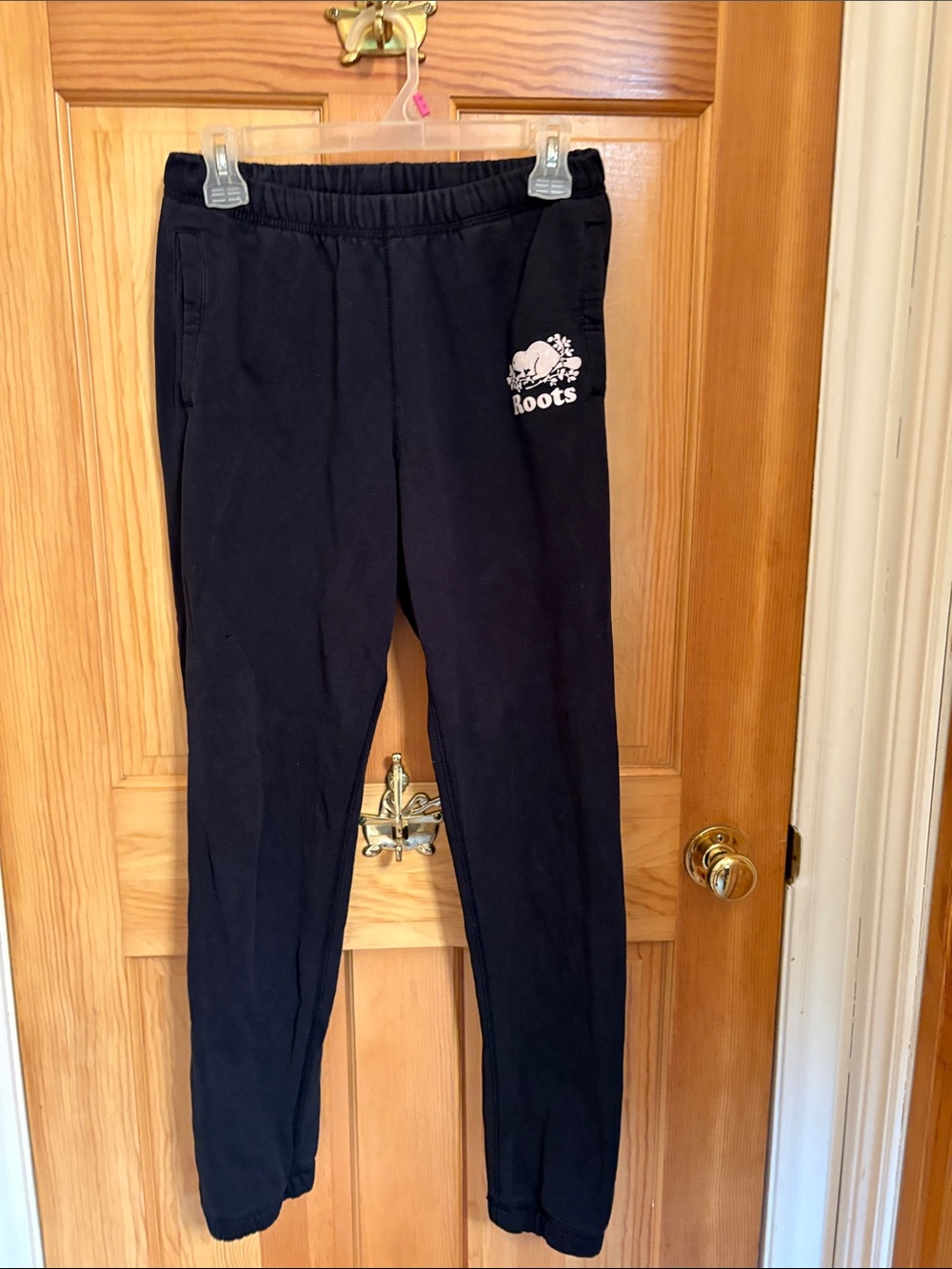 Roots Womens Black Joggers with Logo